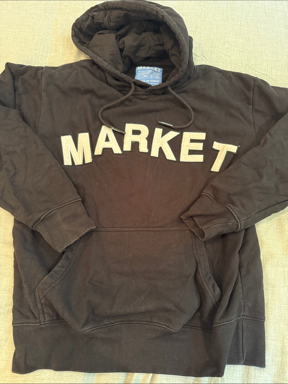 Market Men's Black Hoodie with CONTRAST 'MARKET' Applique